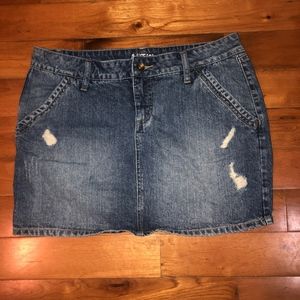 Distressed Denim Skirt
